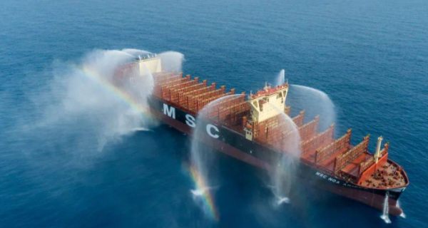 华南建造最大吨海运集装箱船交付